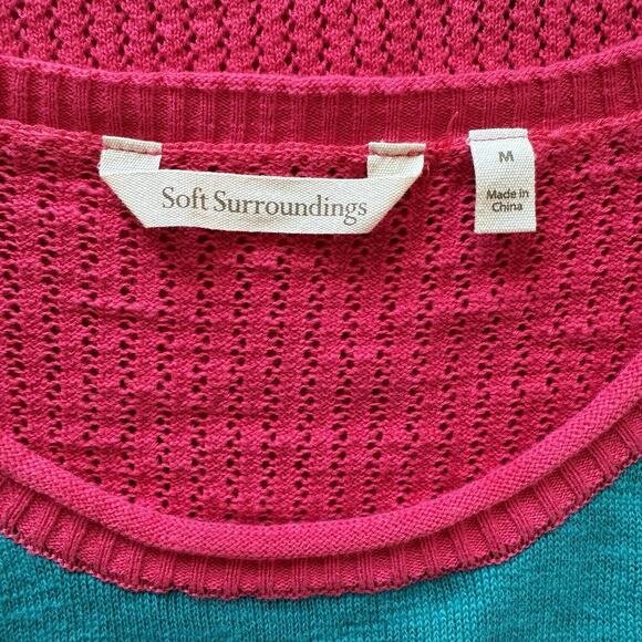 Soft Surroundings Women’s Biosphere Tee Sweater In Azalea Multi Size Medium EUC - Picture 5 of 6